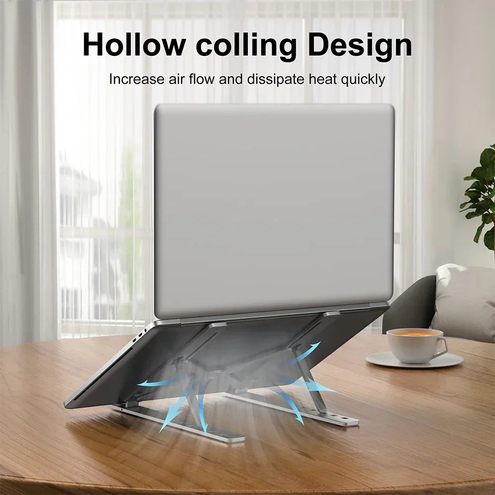 Portable Laptop Stand Aluminium Foldable Notebook Support Laptop Base Macbook Pro Holder Adjustable Bracket Computer Accessories