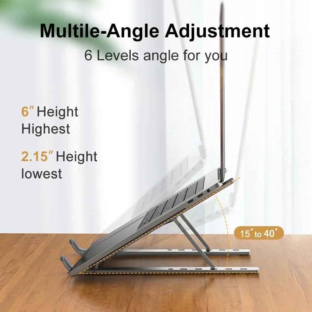 Portable Laptop Stand Aluminium Foldable Notebook Support Laptop Base Macbook Pro Holder Adjustable Bracket Computer Accessories