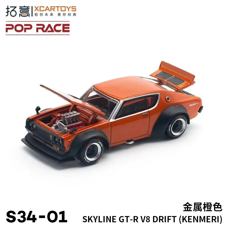 SKYLINE GT-R V8 DRIFT (KENMERO) Tokyo Exhibition Limited POPRACE1/64 True Scale Miniature Model Alloy Car Model Gift