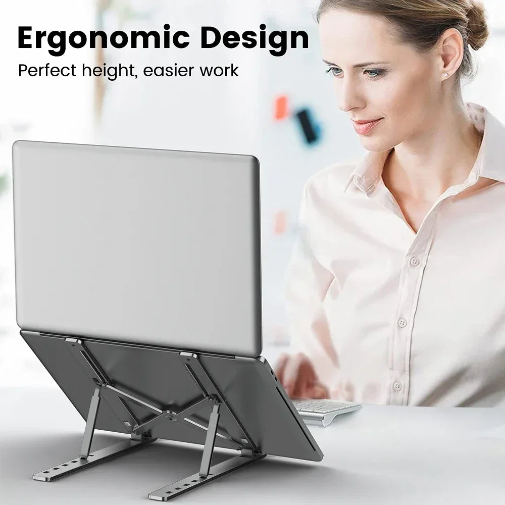 Portable Laptop Stand Aluminium Foldable Notebook Support Laptop Base Macbook Pro Holder Adjustable Bracket Computer Accessories