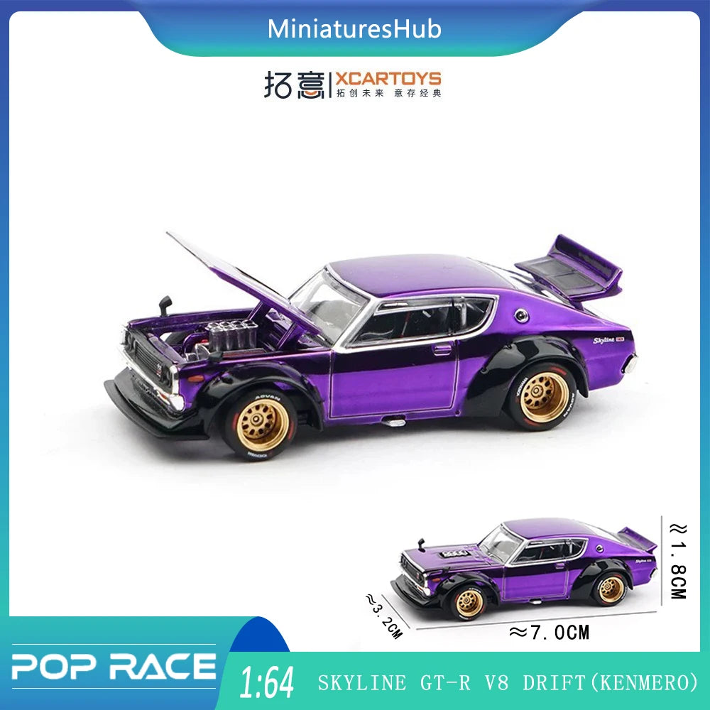 SKYLINE GT-R V8 DRIFT (KENMERO) Tokyo Exhibition Limited POPRACE1/64 True Scale Miniature Model Alloy Car Model Gift
