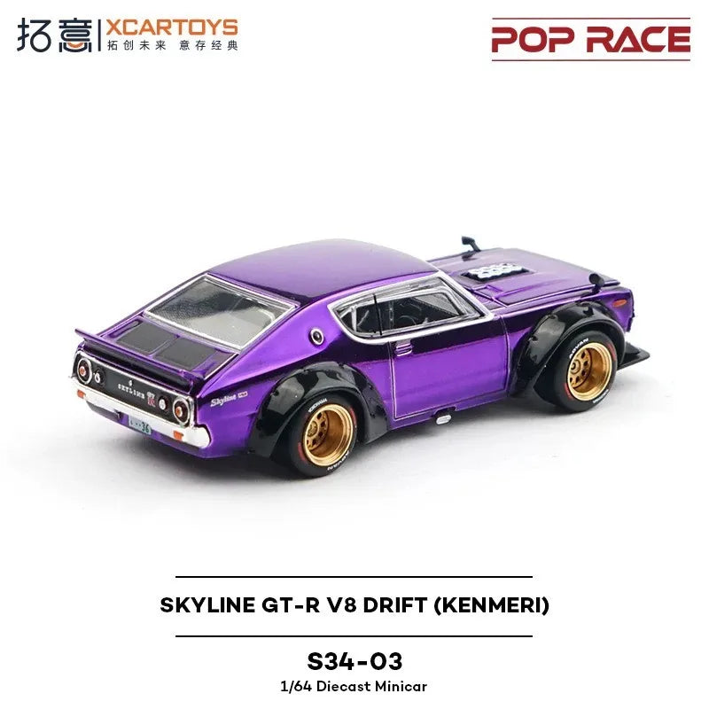 SKYLINE GT-R V8 DRIFT (KENMERO) Tokyo Exhibition Limited POPRACE1/64 True Scale Miniature Model Alloy Car Model Gift